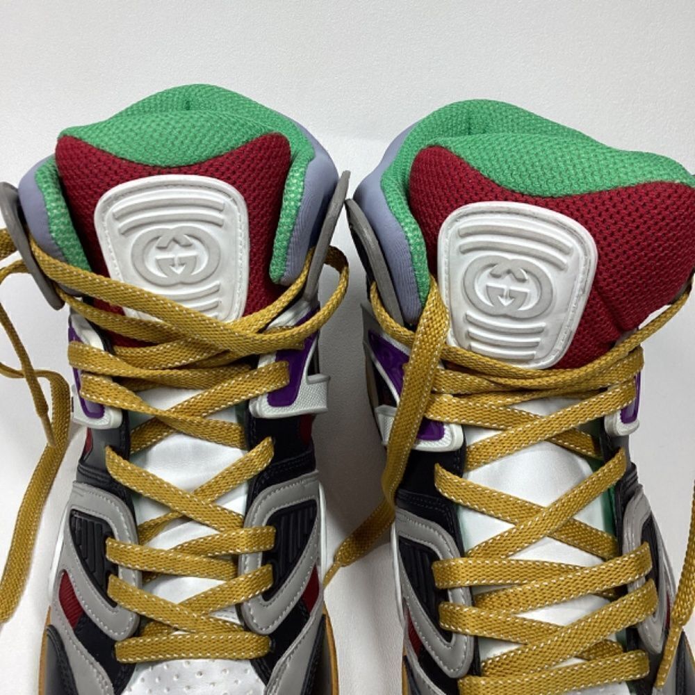 Gucci Evolution Basket High-Top Sneakers Black White Purple Size EU 39.5 - Picture 5 of 17